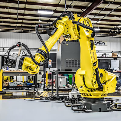 FANUC Laser Cutting Cell with Automatic Loading/Unloading and Turn Table for Mass Production of 3D Metal Workpieces in Automotive Industry